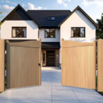 Swan Neck Oak Driveway Gate - the Brookwood open