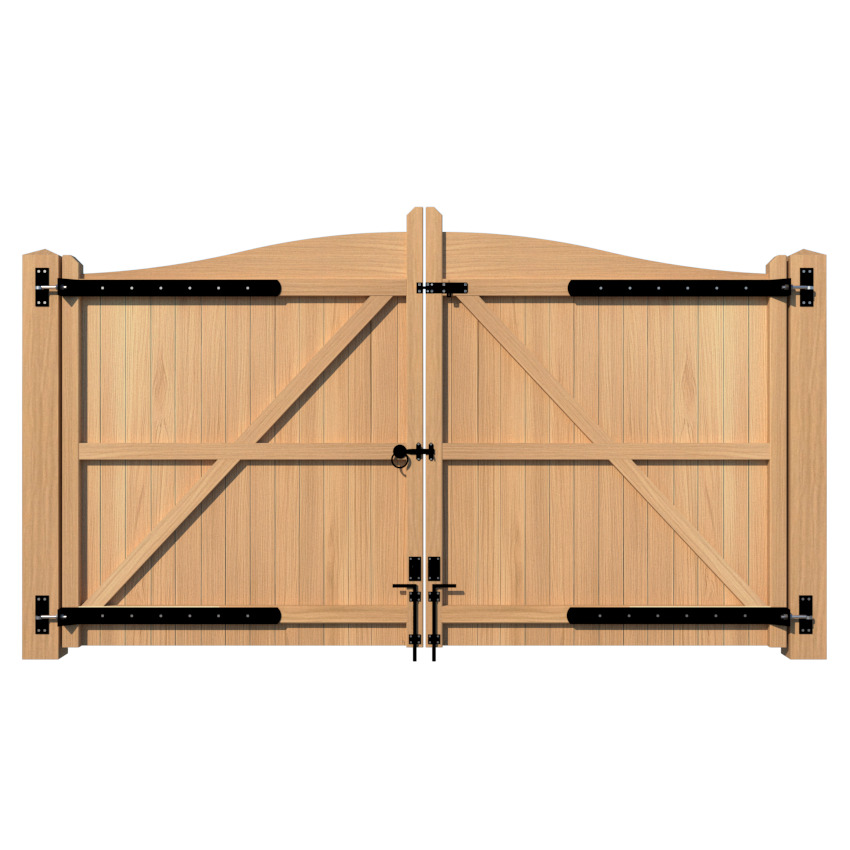 Swan Neck Oak Driveway Gate - the Brookwood - rear