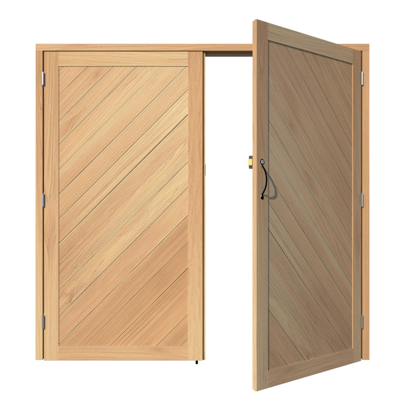 Chevron Patterned Garage Door in Oak - Opening - The Sussex 1