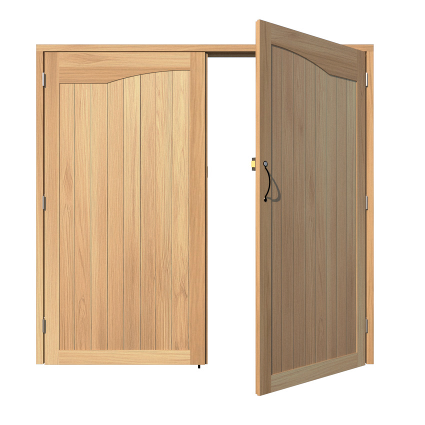 Double Garage Doors in Oak - The Regent - opening 1
