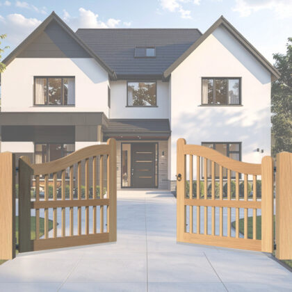 Oak Double Entrance Gate - The Padstow - open