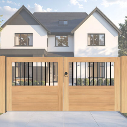 Torcross oak Open Panelled Driveway Gate