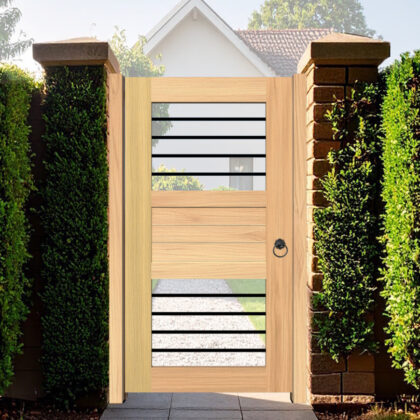 Modern Pedestrian Gate in Oak - The Carbis Bay
