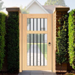 Oak Pedestrian Gate with a flat top and metal spindles - The Kingswear