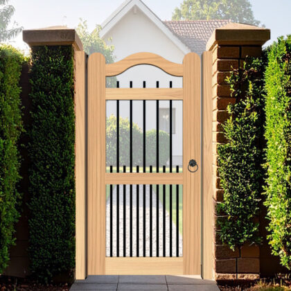 Swan Top Pedestrian Gate with black spindles - The Harpford