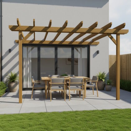 Traditional Wooden Lean to Pergola