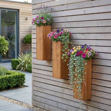 Large Wall Planters on Wood Fence