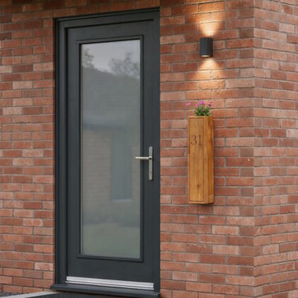 Modern Wood Wall Planter with House Numbers