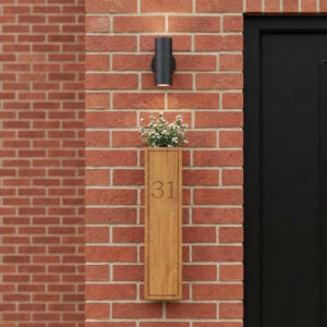 Modern Wooden Wall Planter with House Numbers
