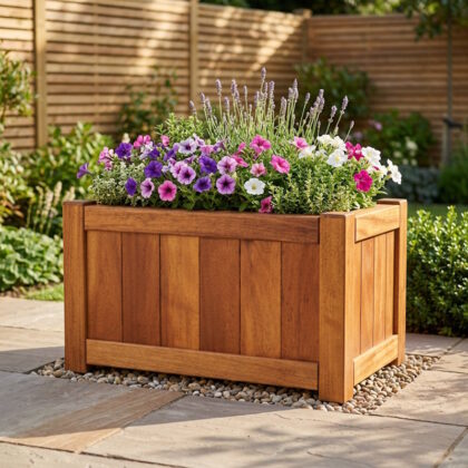 Trough Wooden Outdoor Planter in Hardwood