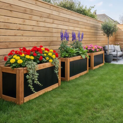 Two tone rectangle garden planters